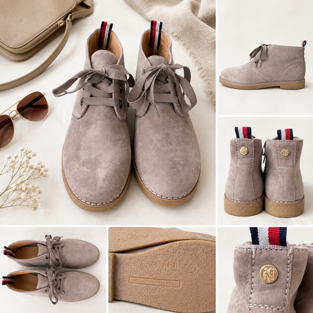 Tommy Hilfiger Chukka Boots Womens 10 Taupe Excellent Suede Desert‎ Ankle Boot